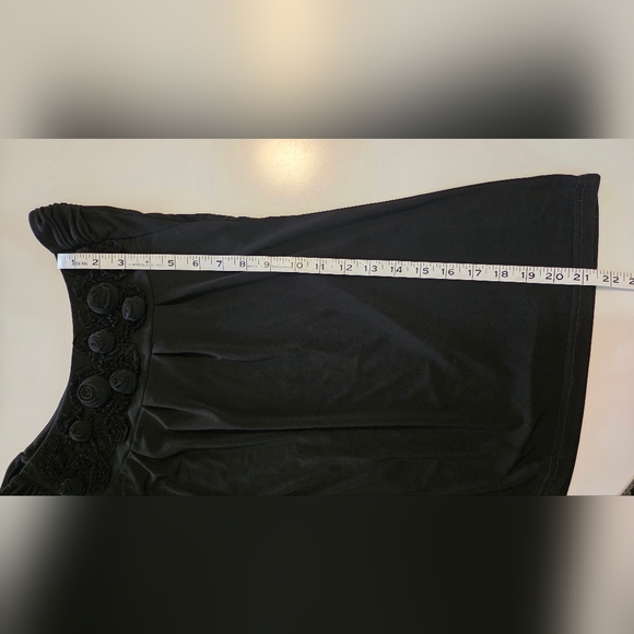 Vintage Black Stretch Floral Rosette Top Y2K Bohemian Style Size S - Picture 7 of 8